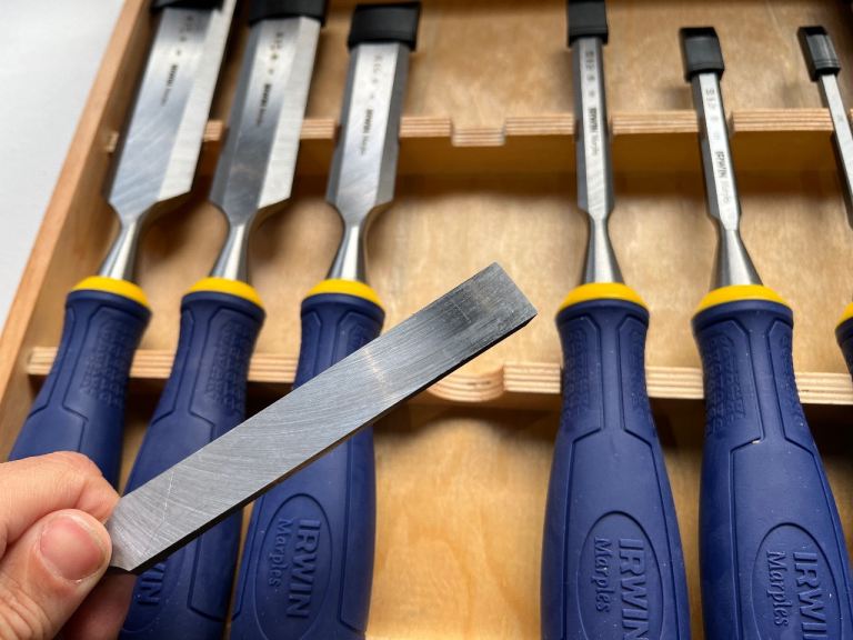 Irwin Marples 8 Piece ProTouch Bevel Edge Chisel Set in Wooden Box