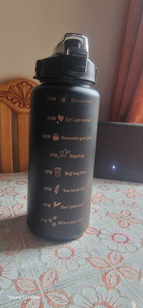 Large Black Water Bottle with Time Markers – As Good As New