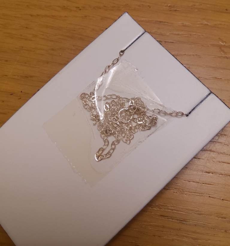 Sterling silver 925 chain and heart pendant with purple stone inset