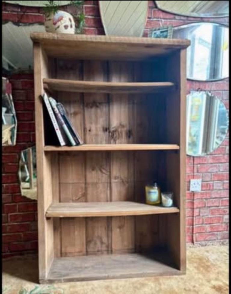 A handmade Rustic Antique Stripped pine bookcase/display unit