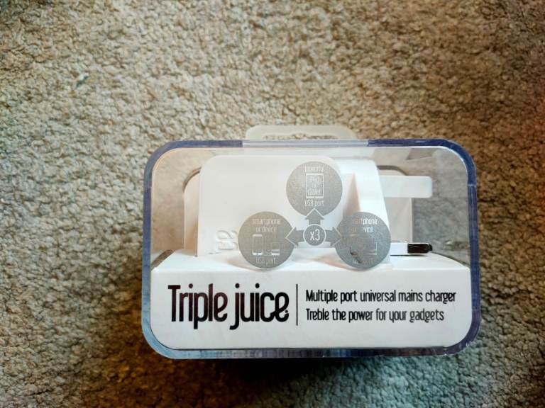 Triple Juice 3-port mains charger, New