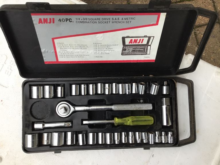 Anji 40 piece socket set. Missing some 36 in total.