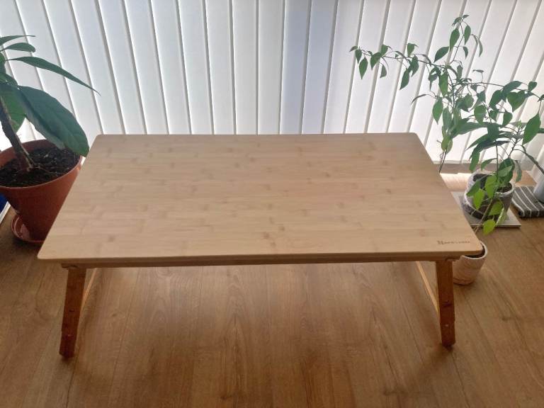 Large Size Nnewvante Bamboo Floor Table Folding Legs Adjustable Height 