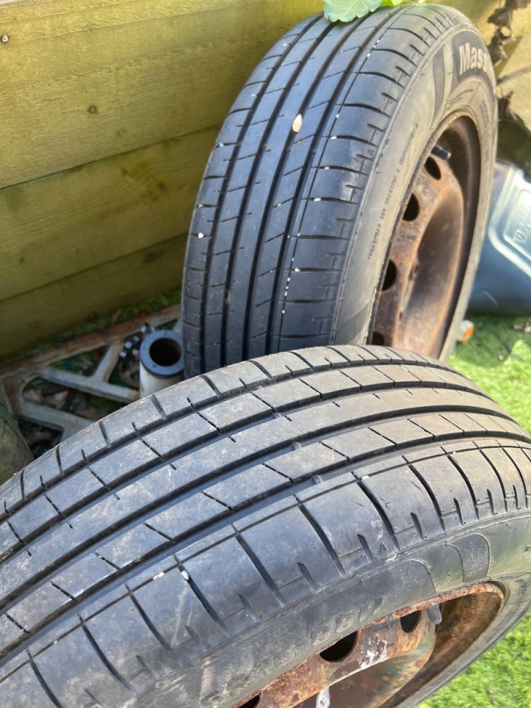 Two van tyres on wheels for Citroen Peugeot expert really good tread 