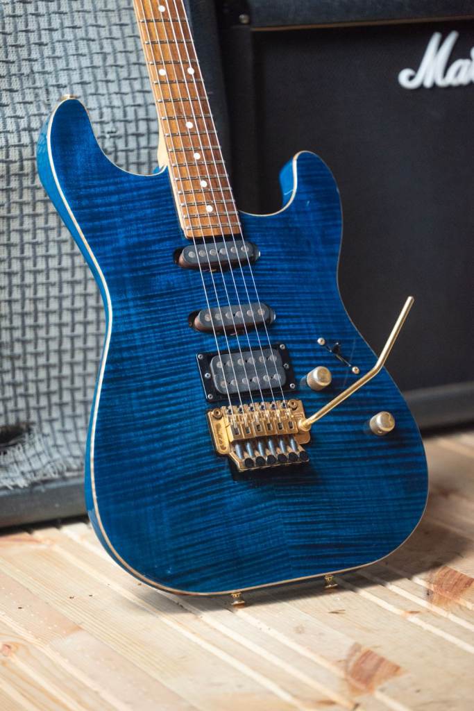 1990s Schecter USA Custom Shop HSS Stratocaster - Floyd Rose - Trans Blue