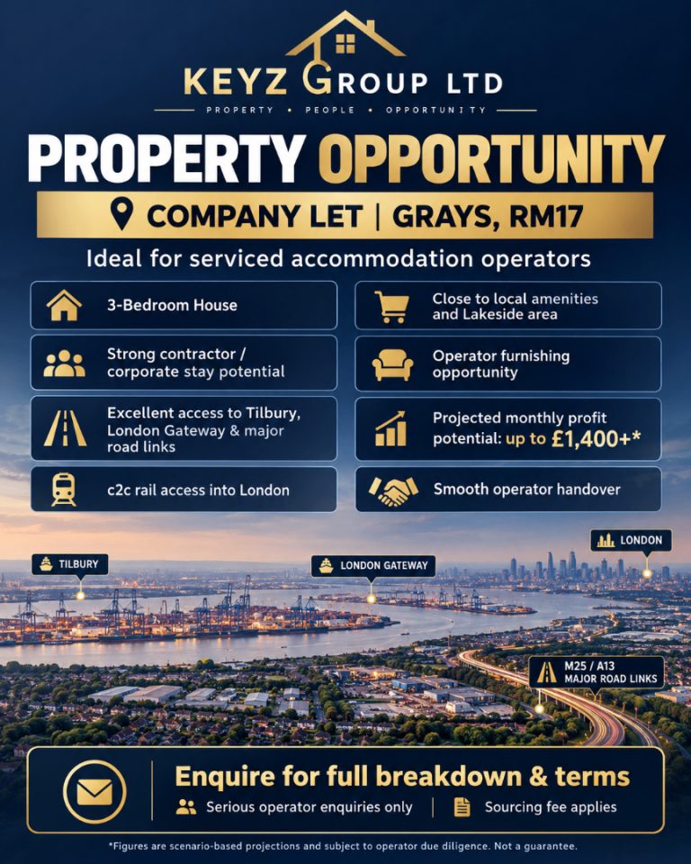 3 Bed Company Let / SA Opportunity – Grays RM17