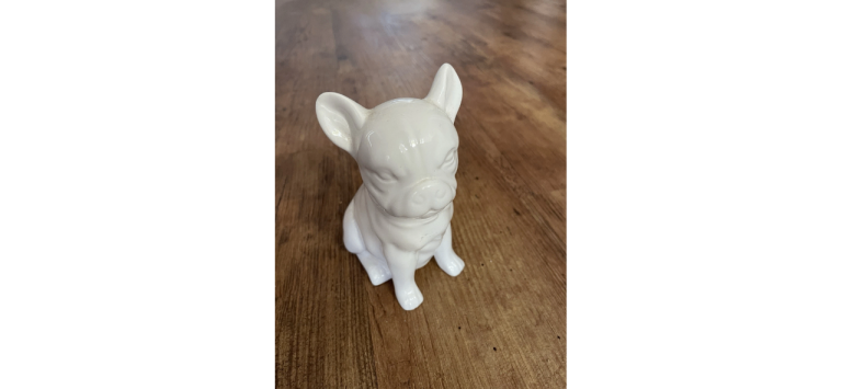 White Ceramic French Bulldog Decorative Figurine