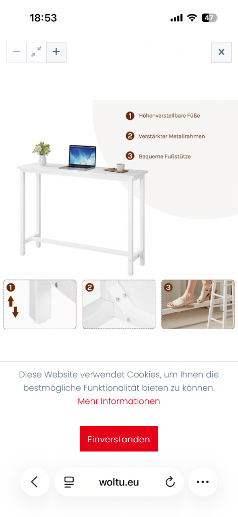 New White Bar Table / High Table – Versatile Use