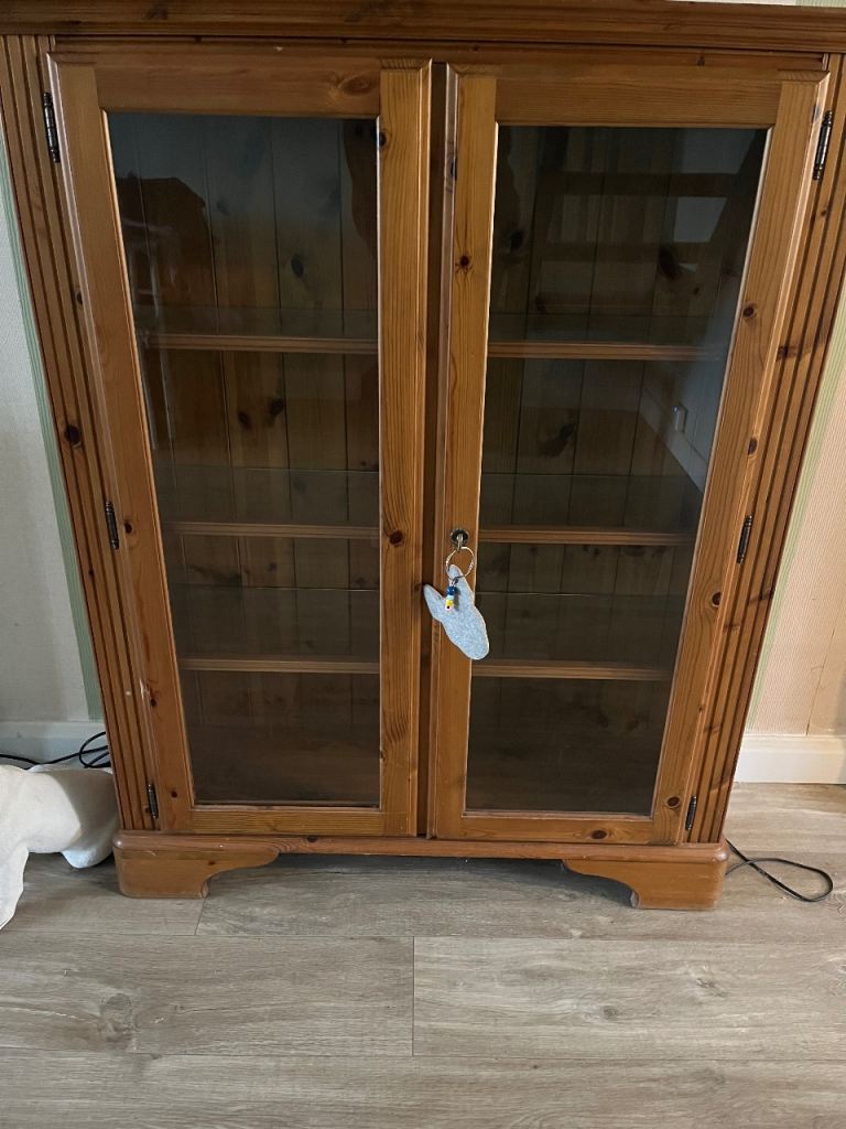 Ducal Solid Pine Bookcase with Glass Doors