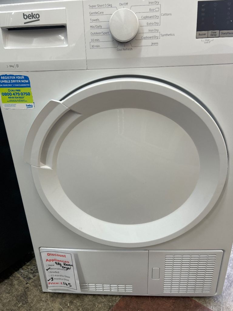Beko refurbished 9kg condensing tumble dryer 3 mth gtee