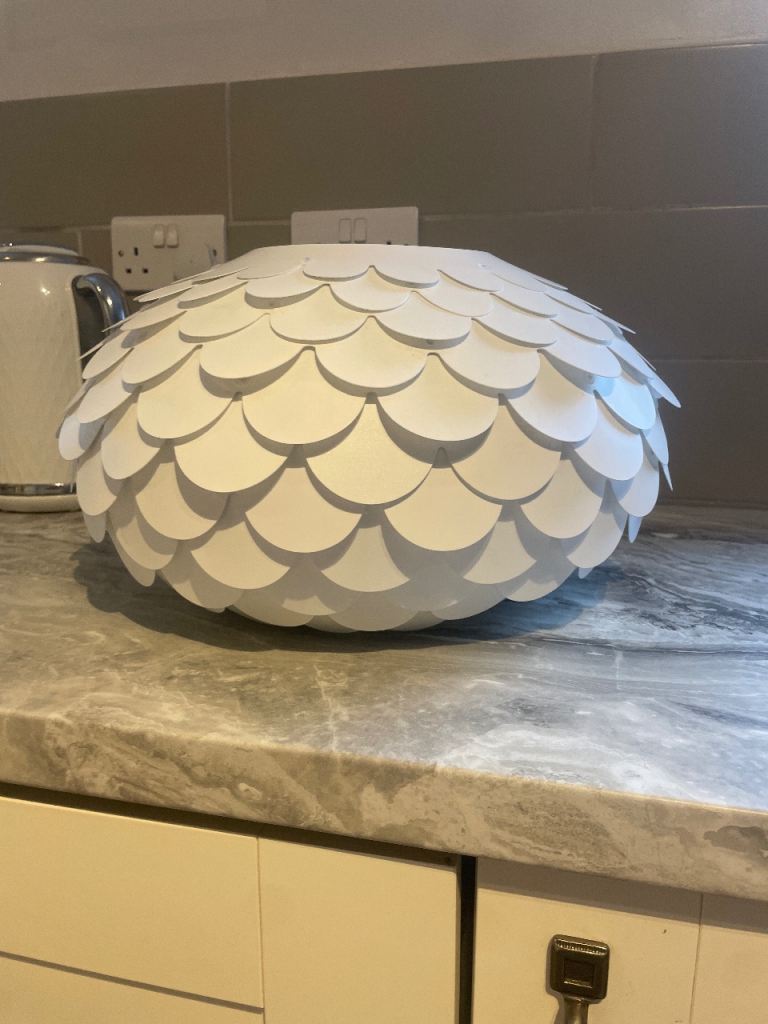 White Scalloped Ceiling Lampshade – As Good As New