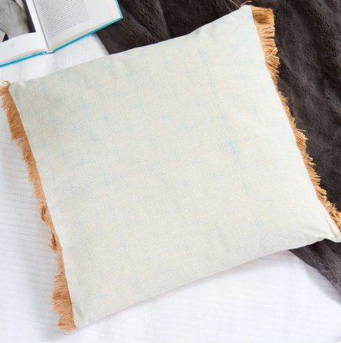 Box of 6 Blue Falls Fringed Filled Decorative Throw Scatter Cushion 45 x 45cm (Cover & Filling)