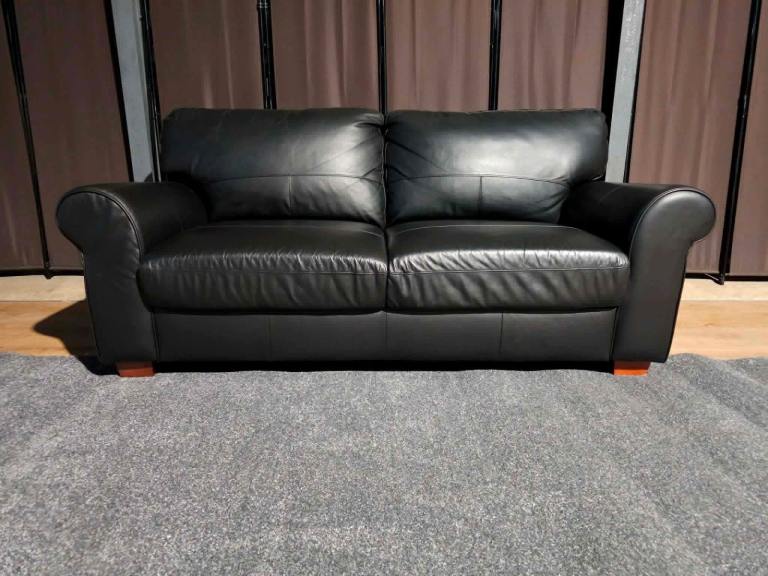 Leather 3 seater sofa black