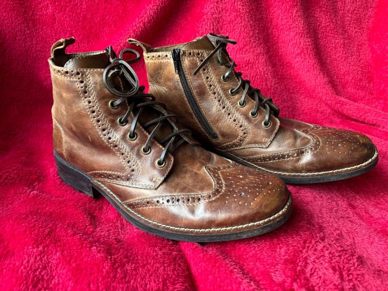 Rieker Leather Boots, Side Zips, size 44