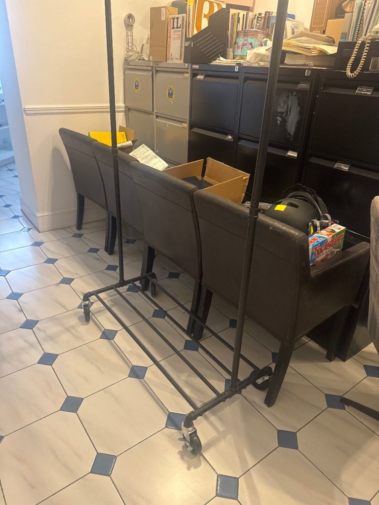 Free 4 dark brown chairs Need reupholstering 