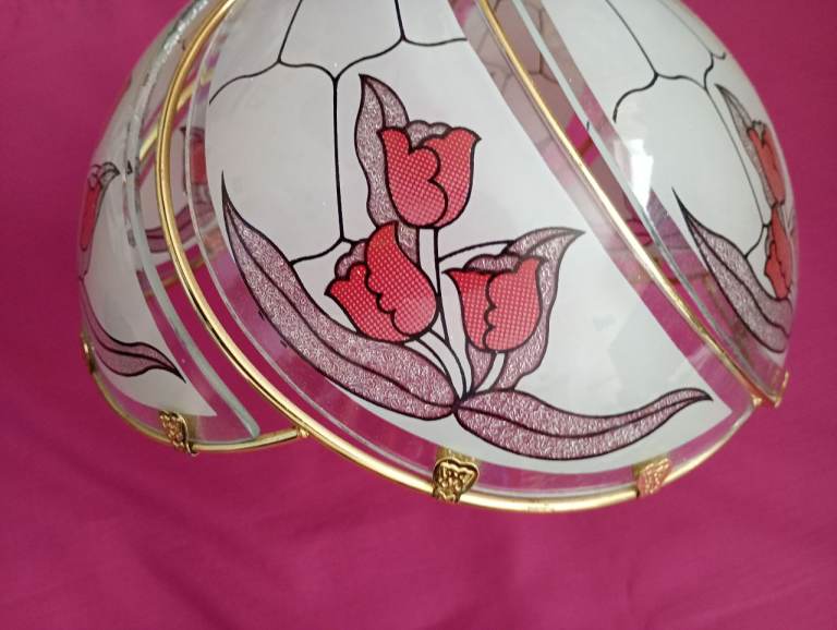 Glass Light Shade with Tulip Design (for ceiling) Excellent condition.