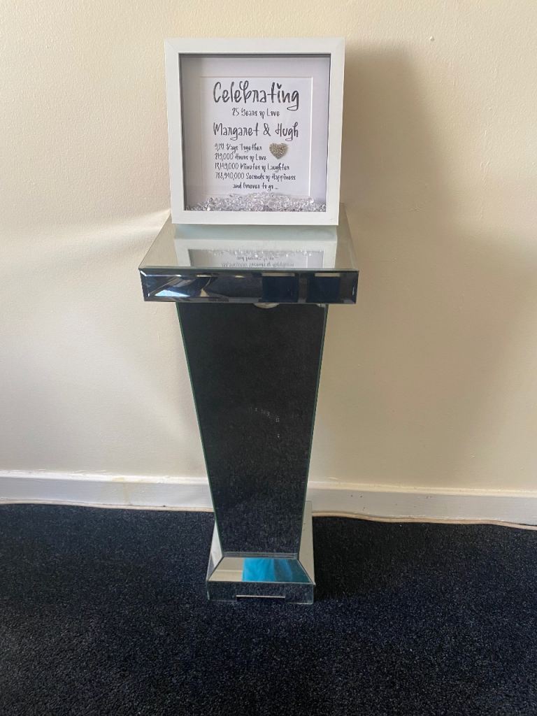 Mirrored glass pedestal x2
