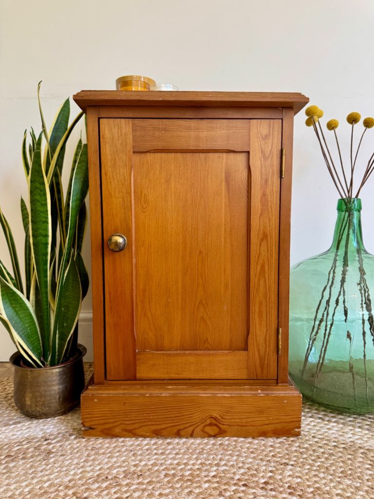 Solid pine vintage bedside cabinet cupboard 