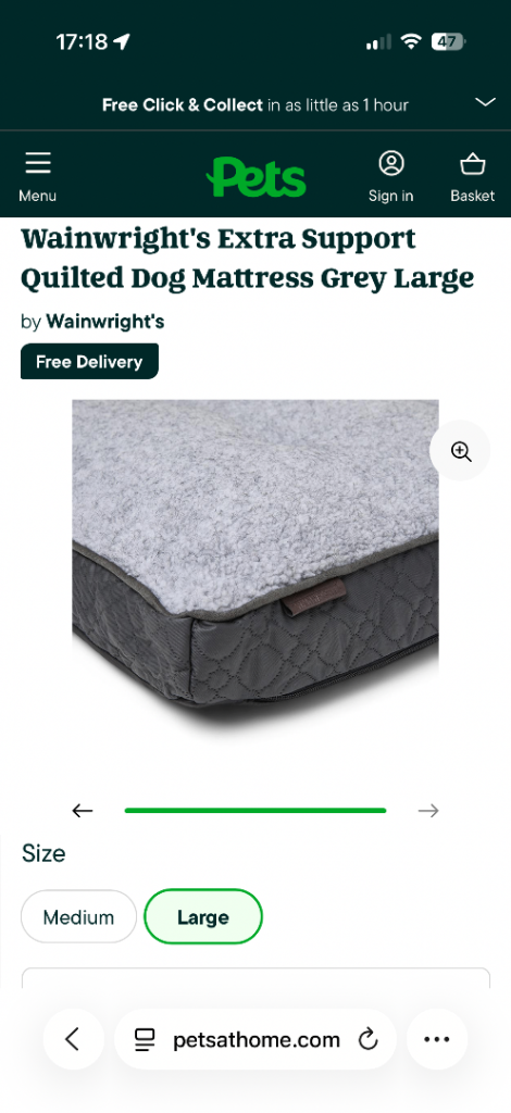 Wainwrights large dog bed