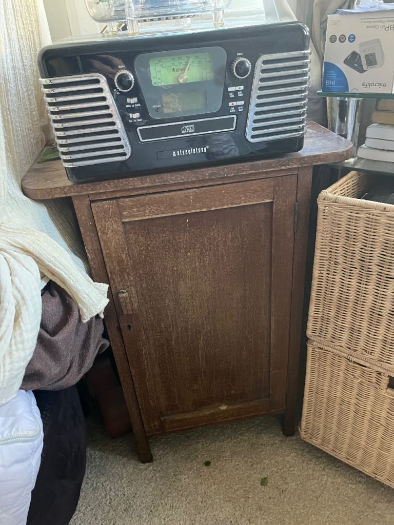 Vintage wood cupboard bedside table