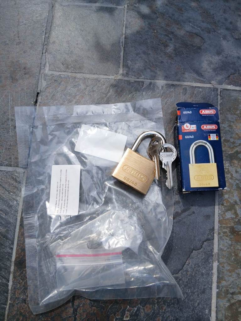 Abus padlock, keys & fittings for shed / outbuilding 
