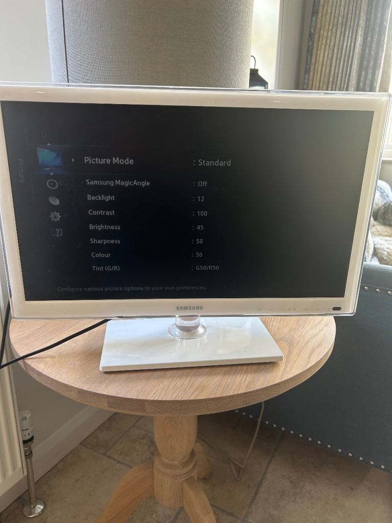 White 22in small TV with 2 HDMI ports