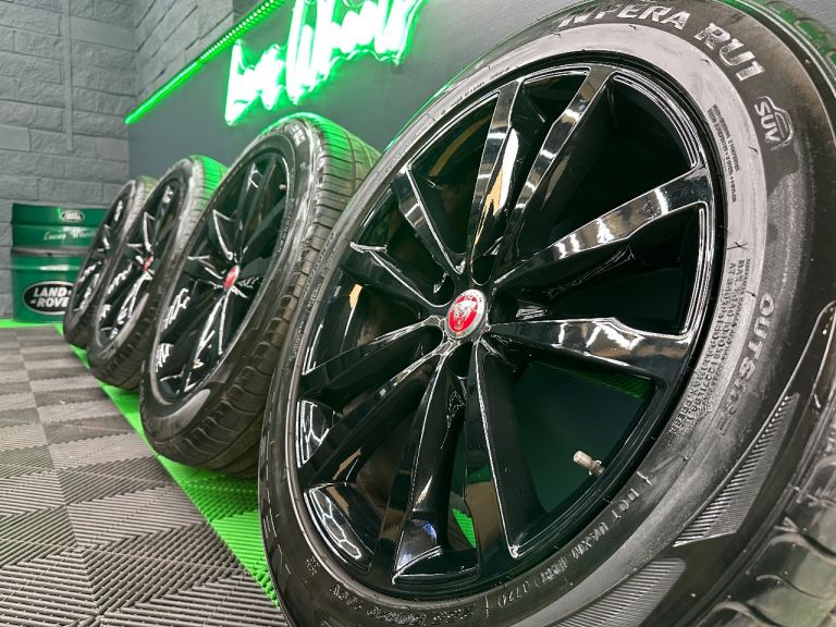 Jaguar F Pace Venom 5 Twin Spoke 20 inch alloy wheels in Gloss Black & all 8mm+ Nexen tyres!