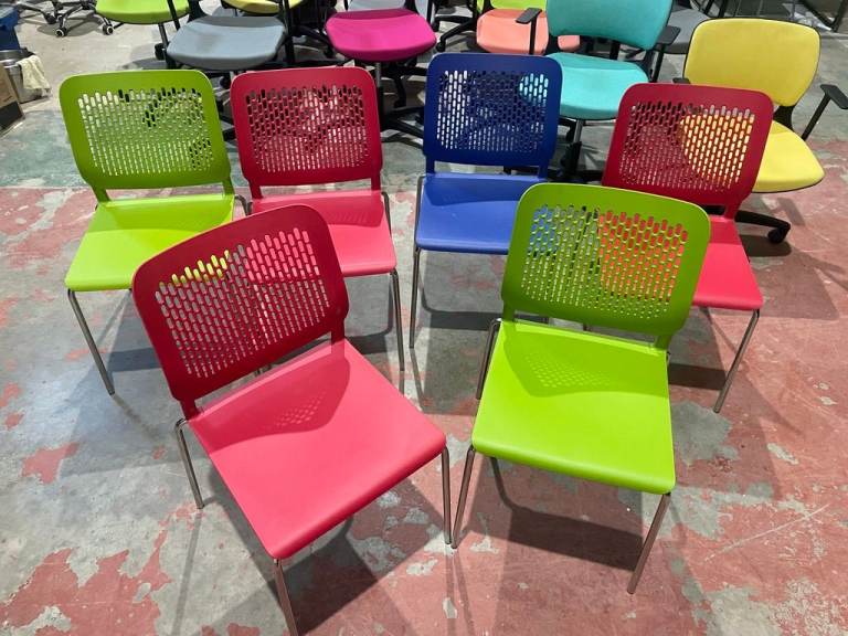 Set of 6 Cafe Bistro Canteen Stacking Chairs/Gresham Breakout Chairs
