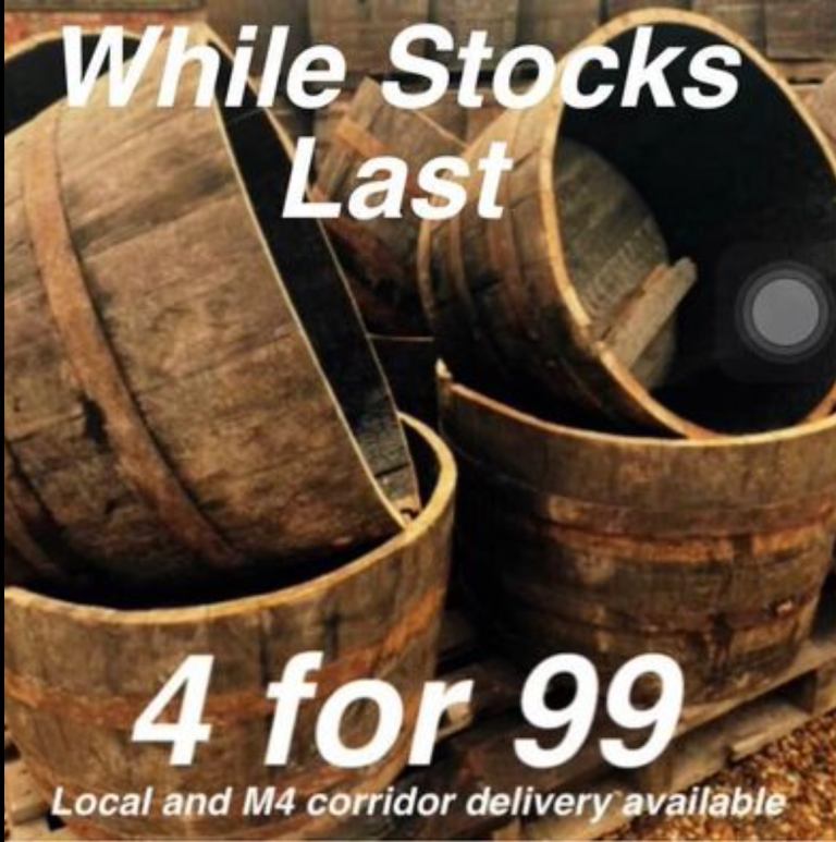 Whole barrels and half barrel planters