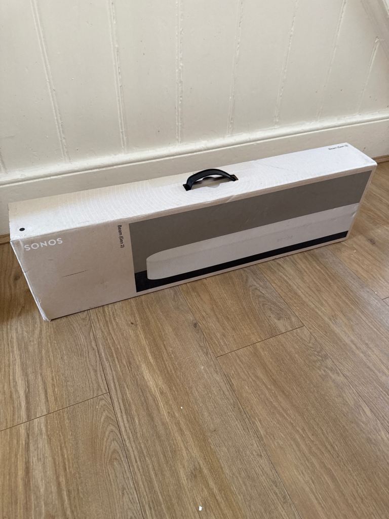 New SONOS Beam (Gen 2) Compact Sound Bar with Dolby Atmos, Alexa & Google Assistant - White