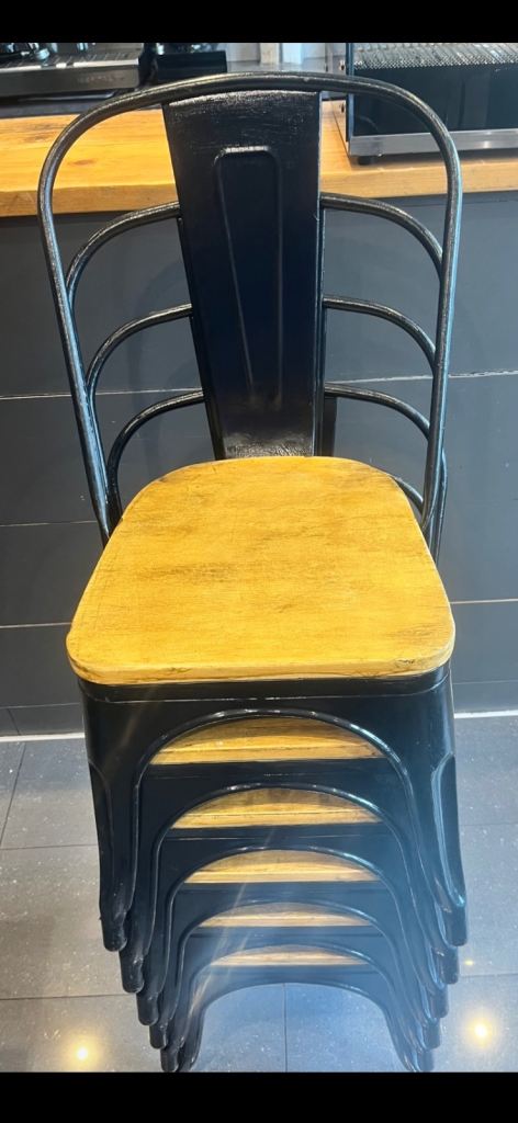 6x Tolix-style industrial dining chairs