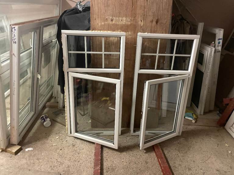 H 126.5 x W 66 cm - MATCHING PAIR - £80 EACH - MODERN ALUMINIUM DOUBLE GLAZED GEORGIAN WINDOWS
