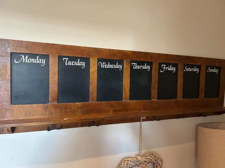 Blackboard and Hooks Shelf Unit