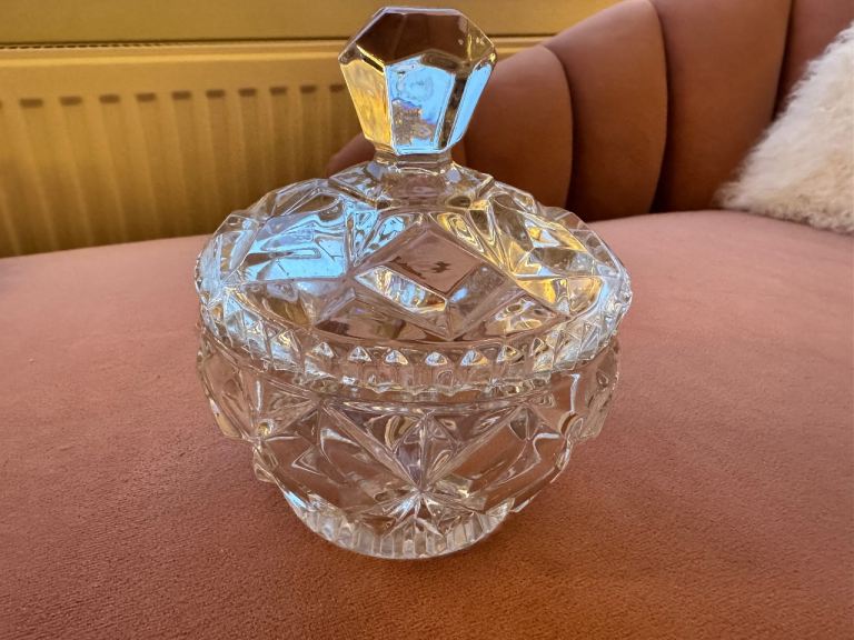 Small lidded glass bowl