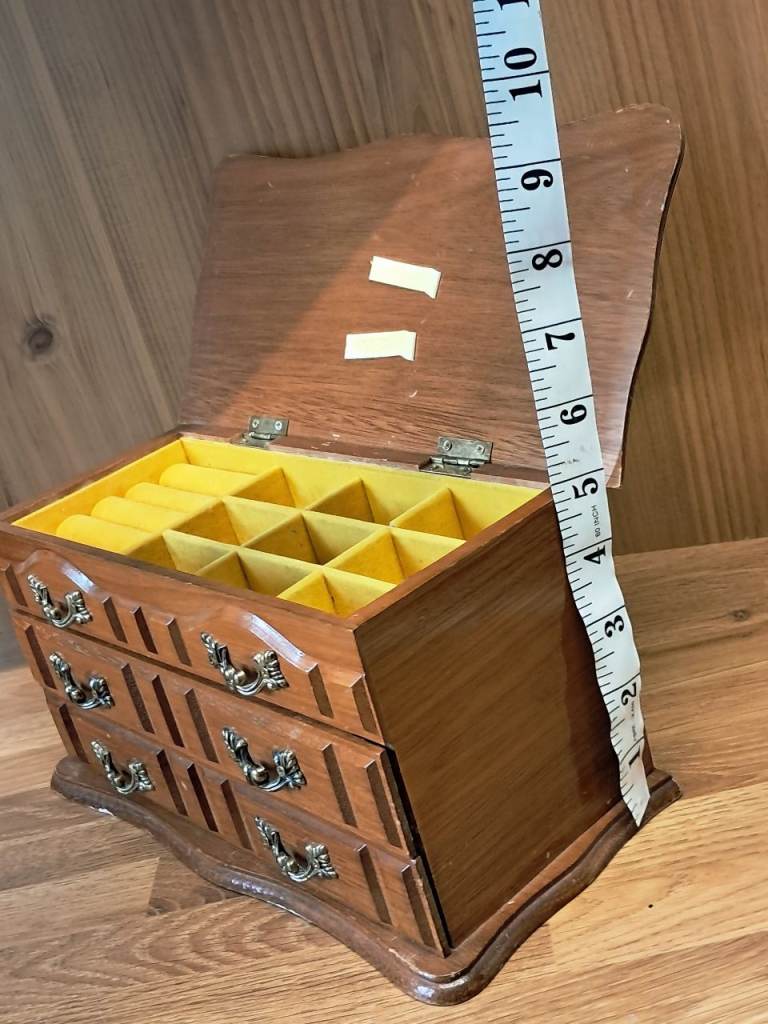 Vintage, Antique Wooden Jewellery Box with Drawers – Good Condition