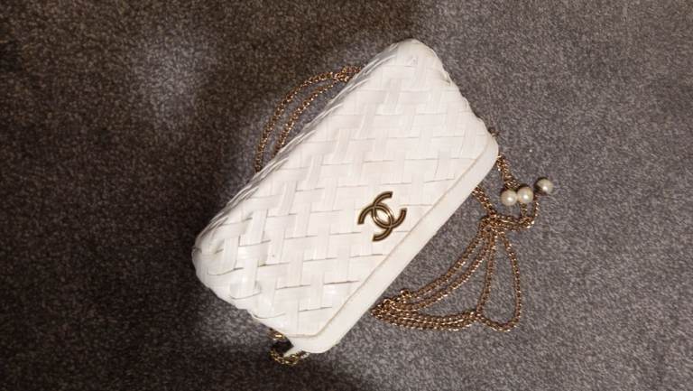 White faux leather bag new never used leather peels due to storage