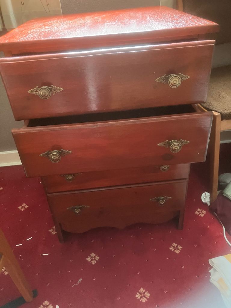Wooden Chest of Drawers with Brass Handles – Good Condition
