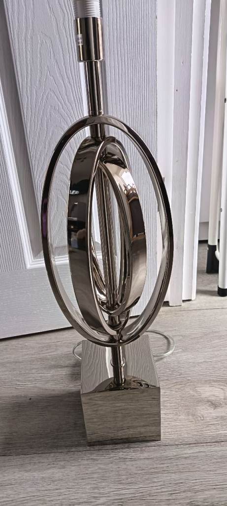 Pair of Modern Silver Orb Table Lamps – Good Condition