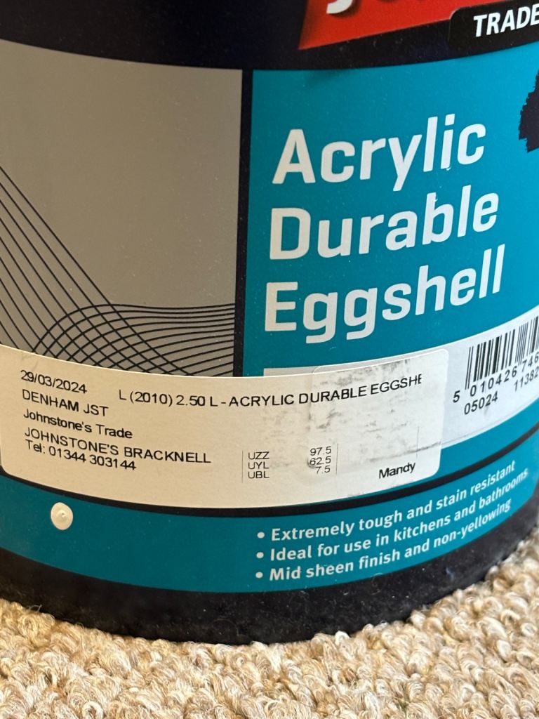 Acrylic Durable eggshell 2.5 litres of 'light grey' by Johnstones (x2)