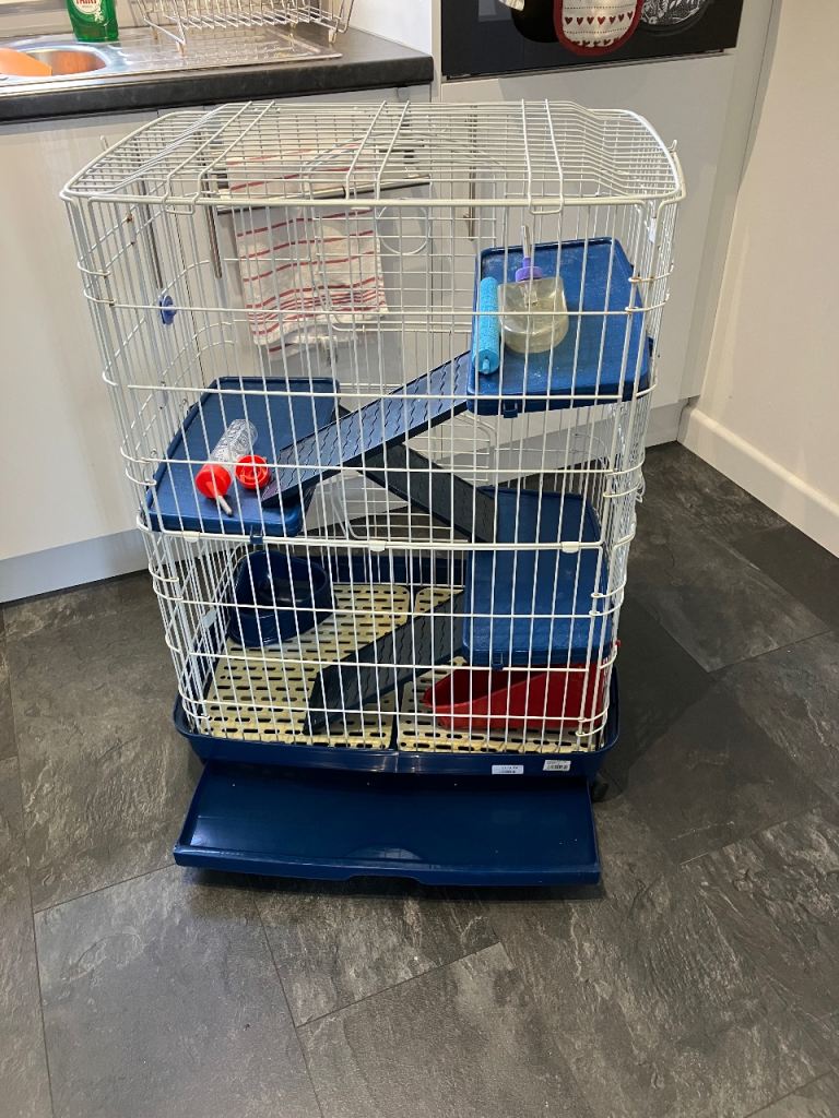 Large Multi-Level Pet Cage with Accessories – Good Used Condition