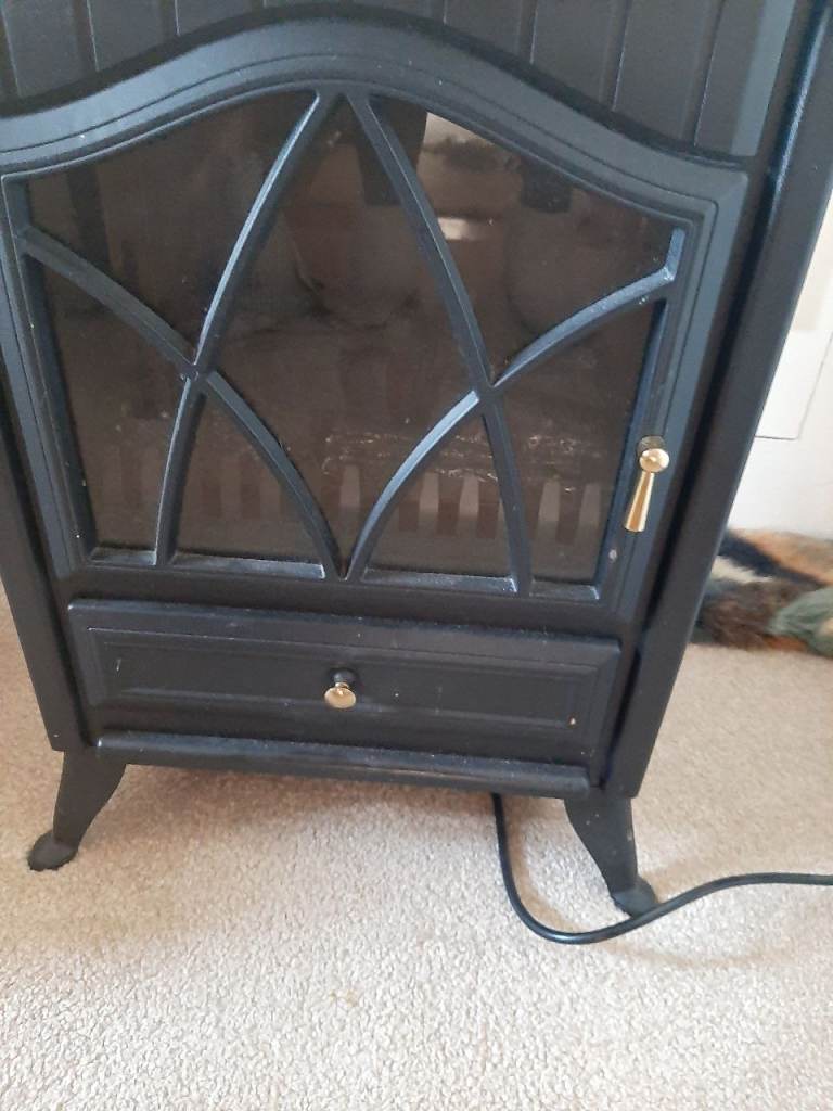 Black Electric Fireplace Heater – Good Condition