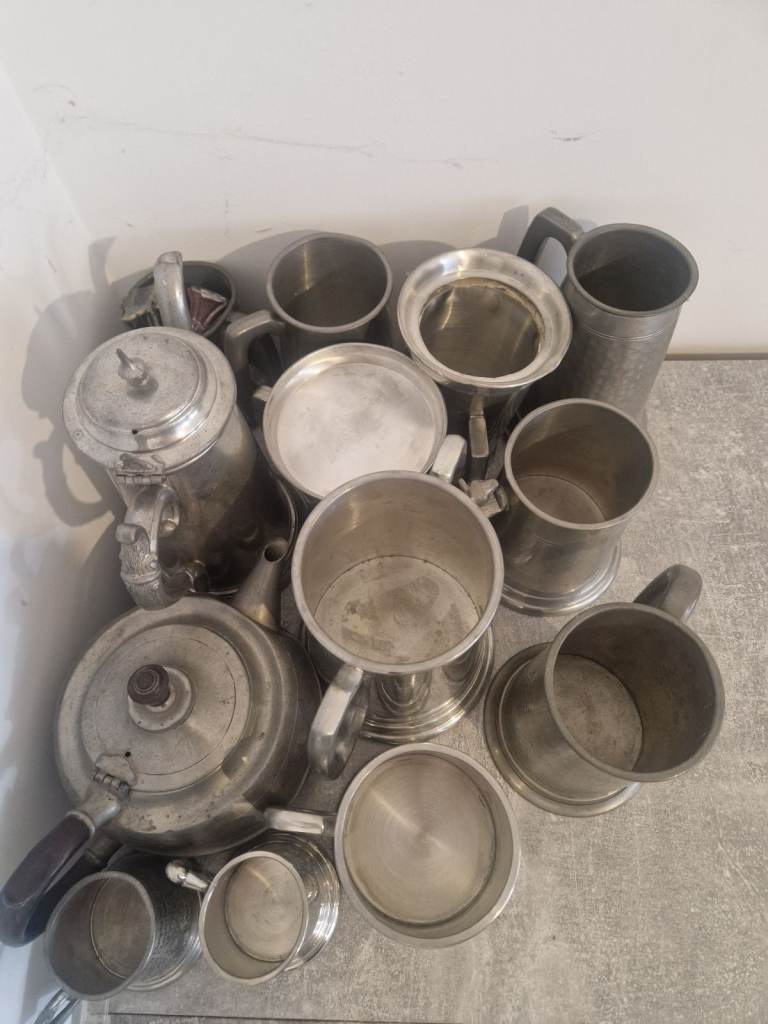 image for Pewter tankers and tea pots