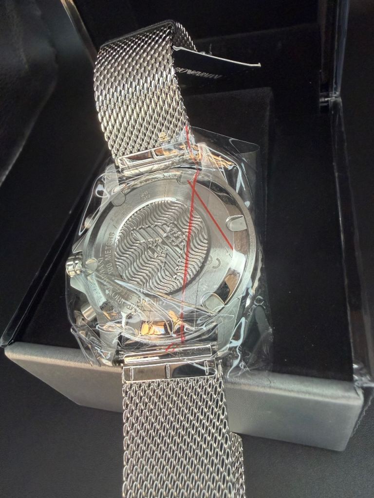 Emporio Armani AR11587 Chronograph Watch – Silver & Blue, NEW
