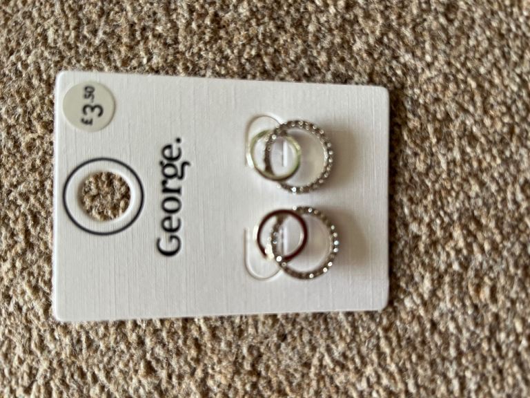 New George Silver tone Hoop Earrings - Still on Card