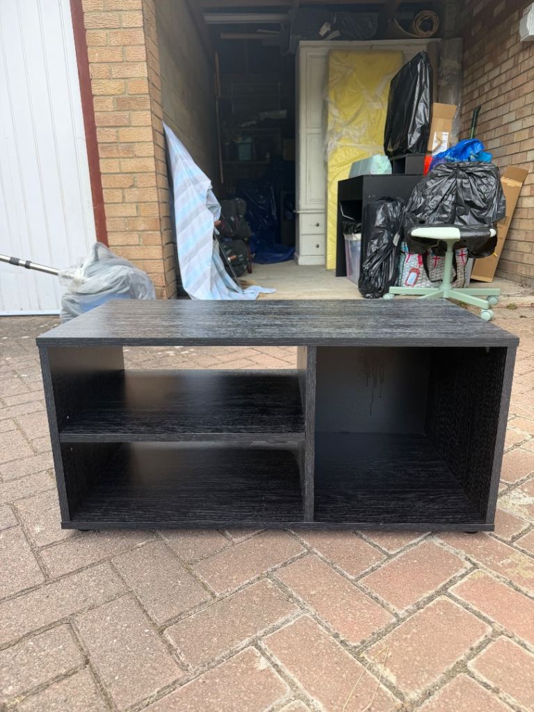 Black TV Unit / Console Table with Shelves