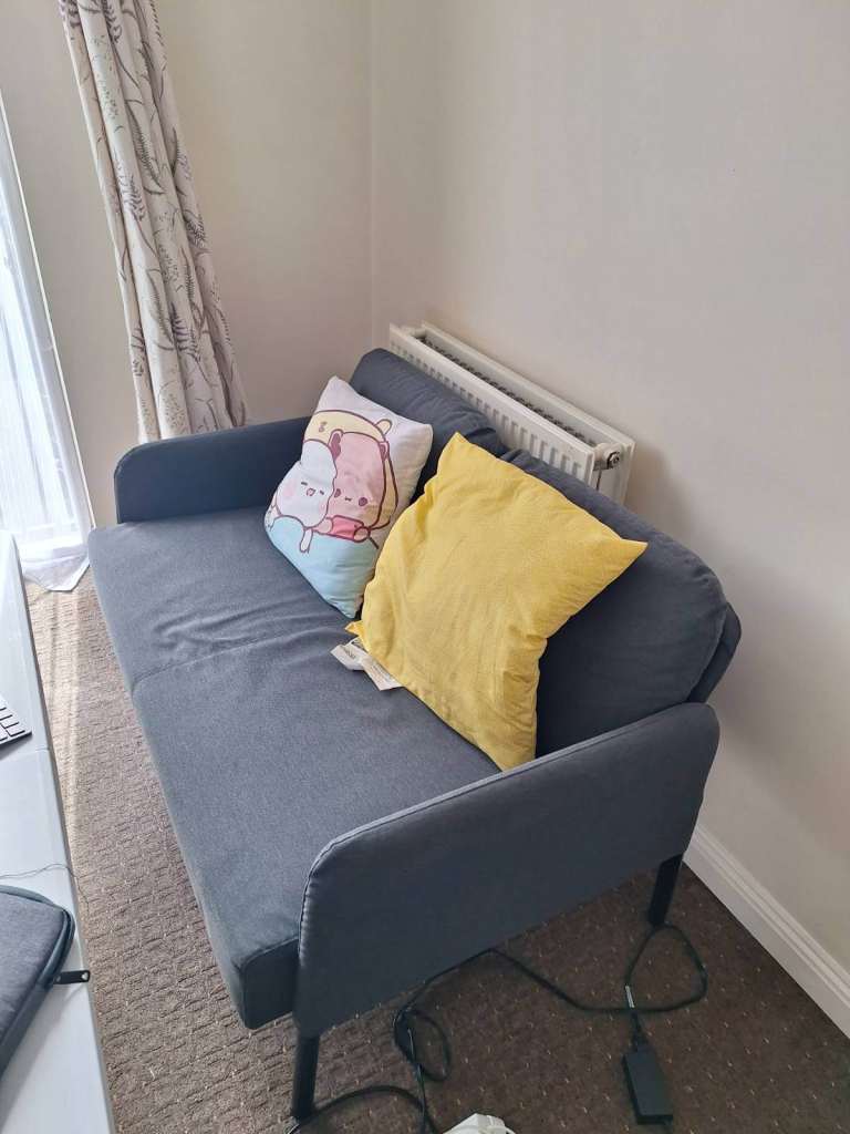 Compact Grey Fabric Sofa 