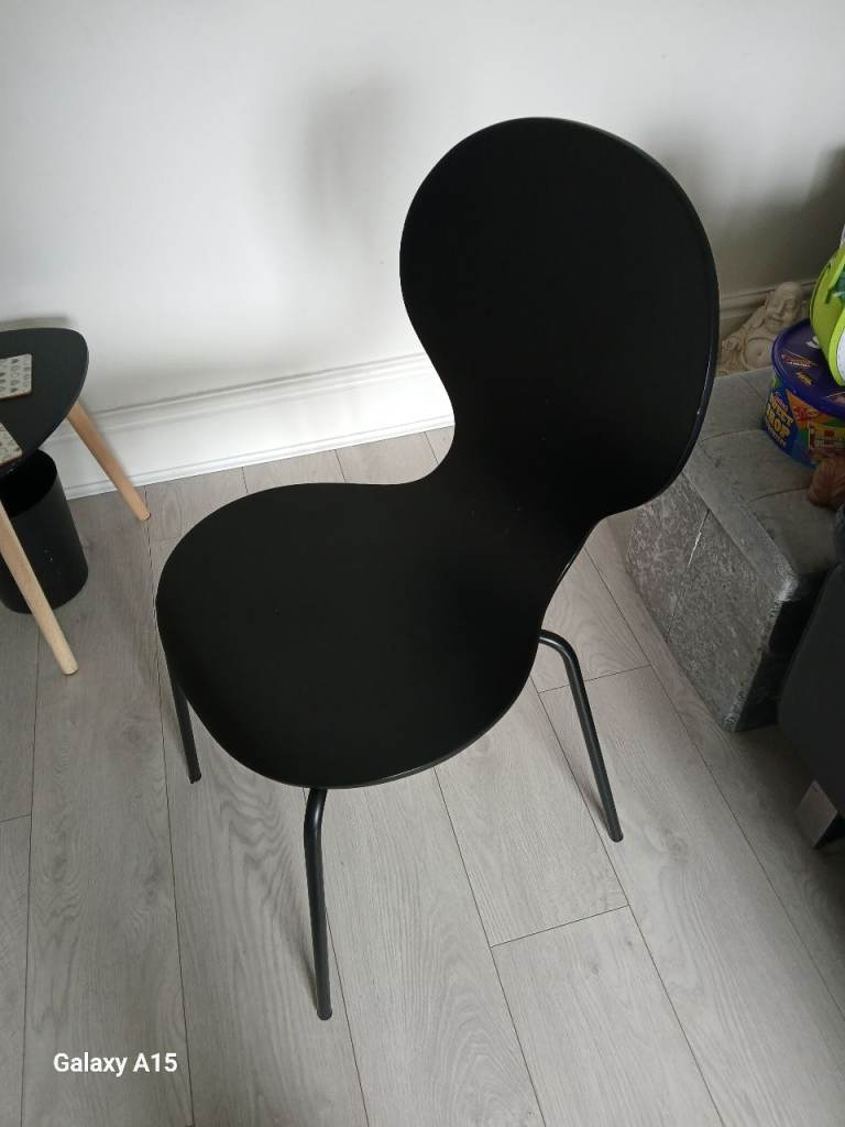Habitat black chairs  glass table