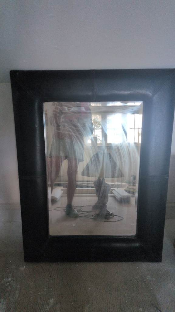 Leather edged mirror - 105 x 80cm
