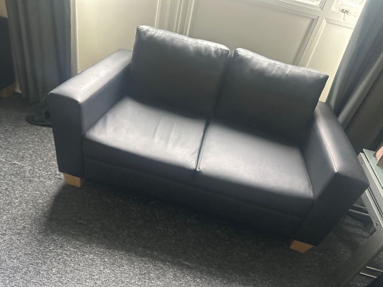 3x Black Two-Seater Sofa – Good Condition