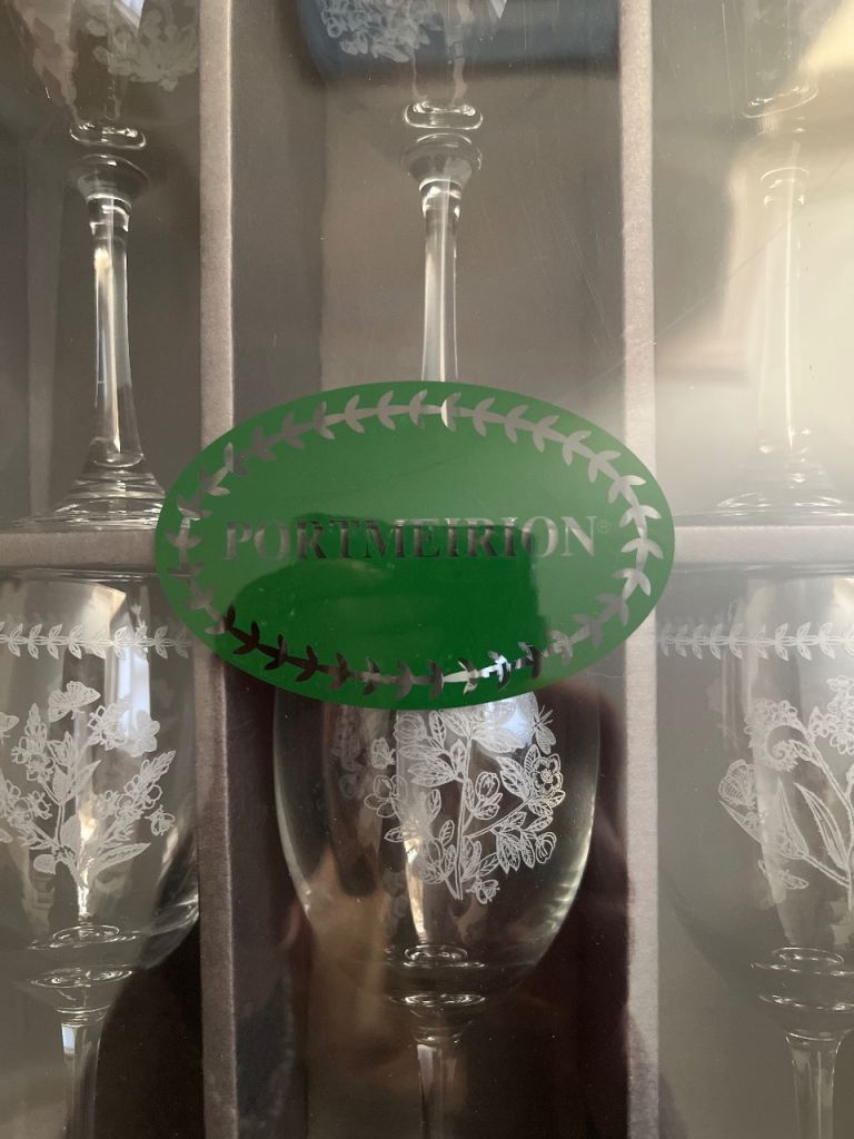 Portmeirion Botanic Garden red wine glasses